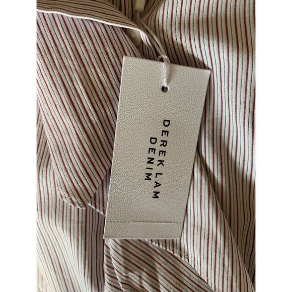 Derek Lam 10 Crosby Striped LS Ruffle B-F Shirt L - Picture 5 of 8